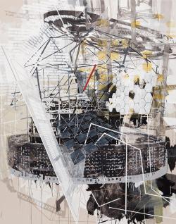 Suzana Brborovic Centralizacija 2015 Akril in tus na platnu 250x200cm
